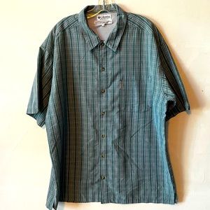 Columbia Mens teal plaid shirt sleeve shirt Size XL